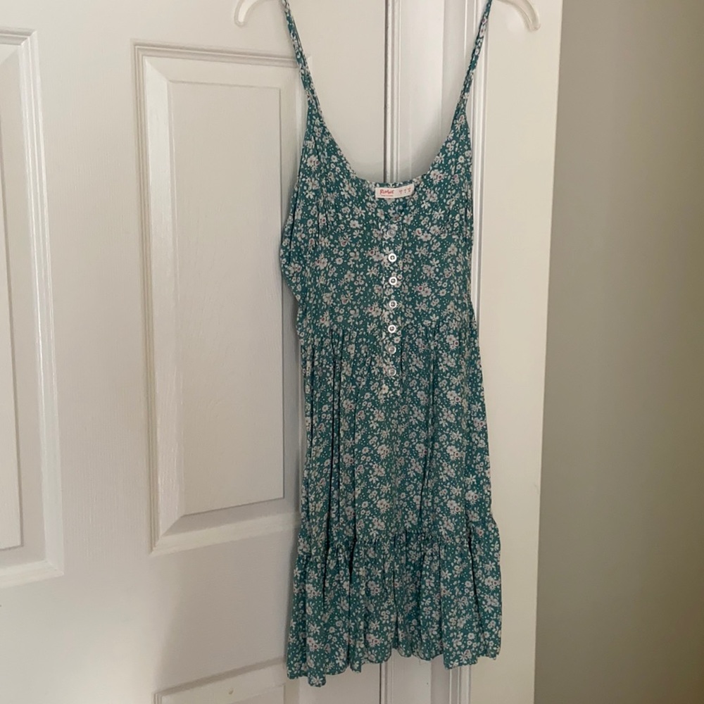 Green floral summer dress